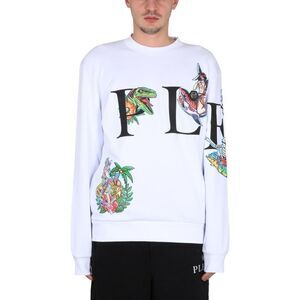 PHILIPP PLEIN Graphic Print Crewneck Sweatshirt Men WHITE Sweaters & Cardigans